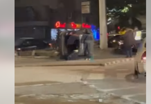 (ВИДЕО) Тешка сообраќајна несреќа во Скопје – автомобил превртен, се појави и снимка