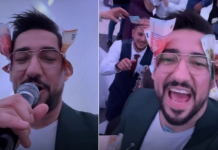 (ФОТО) Настап кој долго ќе се памети: Македонскиот пејач го накитија со пари