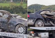 Првите фотографии од мерцедесот во кој загинаа четворица млади: Извлечен од реката, мештаните во шок