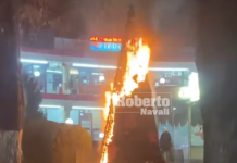 Фото: Пожар попладнево ја зафати новогодишната елка во Скопје