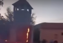 (ВИДЕО) Гори црква во Рамне, Македонски Брод