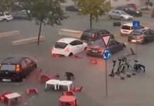 (ФОТО) Водата носи се пред себе – во овој дел живеат и многу Македонци, вакви дождови не се паметат со години