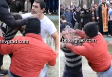 (Видео) Како Бугарите се испотепаа на Водици: Откако попот го фрли крстот, се фатија за врат и започна тепачка