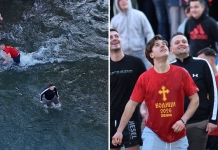 ФОТО: И тоа се случи во Македонија – актуелен градоначалник скокна во водите по светиот крст