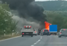 Автобус се запали на автопатот Велес – Скопје